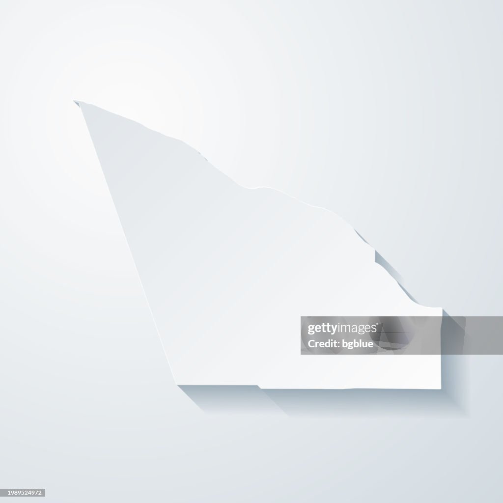 McCracken County, Kentucky. Map with paper cut effect on blank background