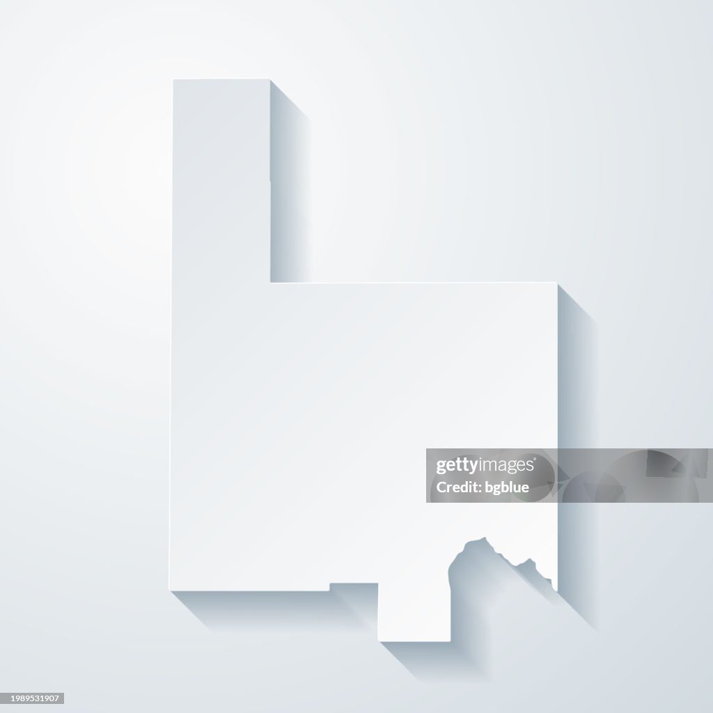 Bonner County, Idaho. Map with paper cut effect on blank background