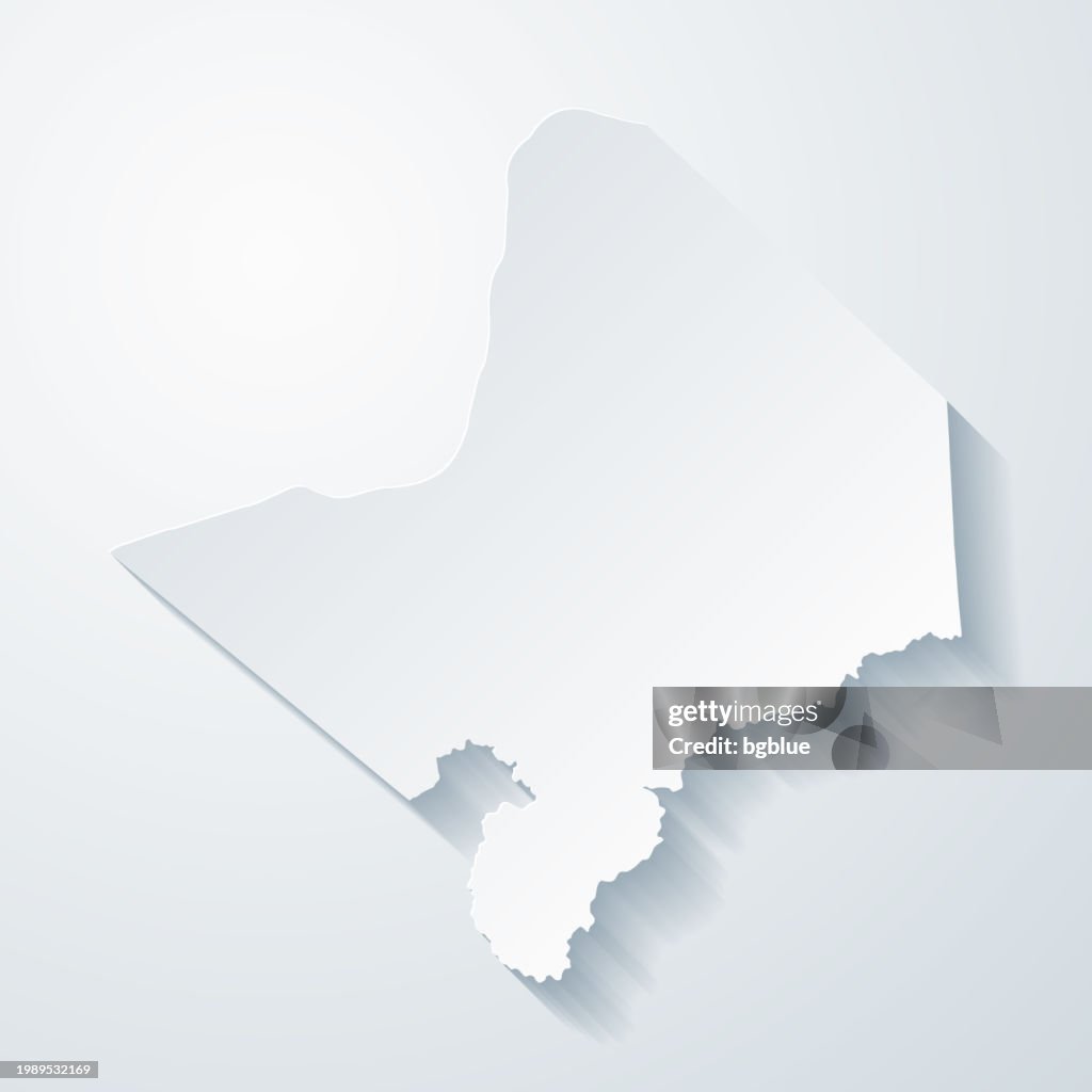 Cabell County, West Virginia. Map with paper cut effect on blank background