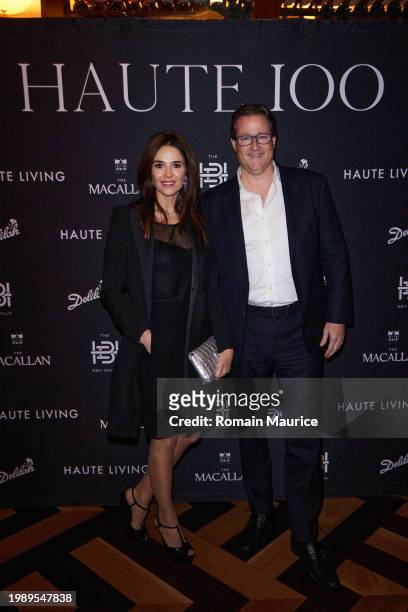 Ana Wolfington, Sean Wolfington attend Haute Living Celebrates The Haute 100 Miami With The Macallan And The EBH Group at Delilah Miami on February...