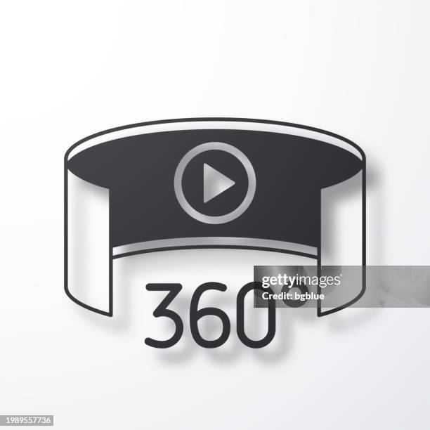 360 degree view - virtual reality. icon with shadow on white background - camera screen white background stock illustrations