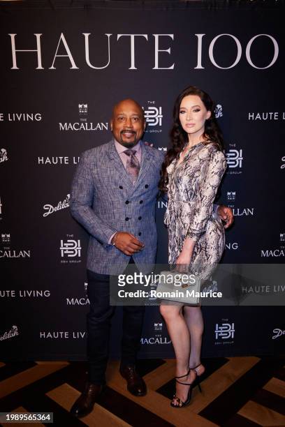 Daymond John, Heather Taras attend Haute Living Celebrates the Haute 100 Miami with The Macallan and The The EBH Group at Delilah Miami on February...