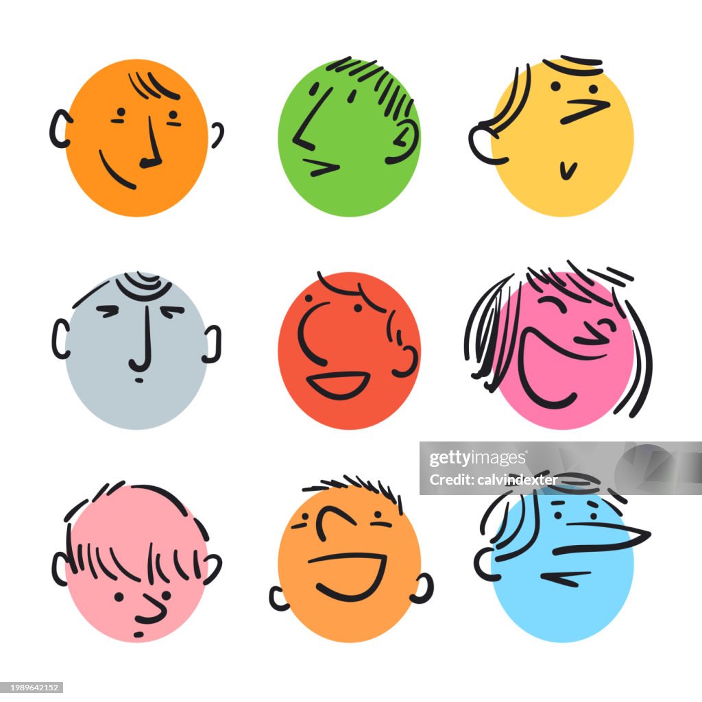 Facce umane disegnate a mano