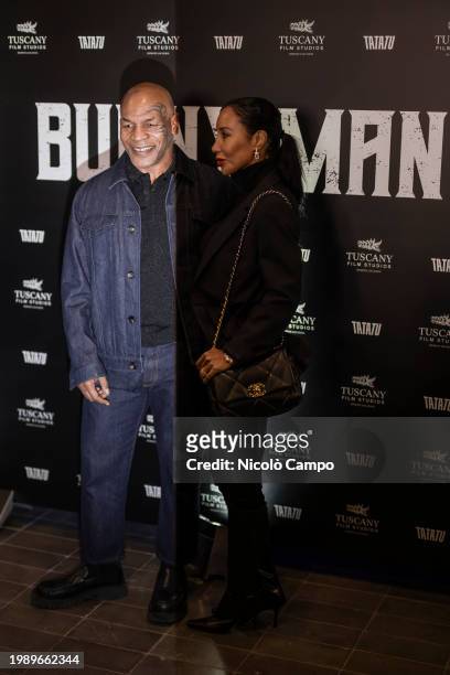 Mike Tyson , American former professional boxer, and his wife Lakiha Spicer pose prior to a press conference for 'Bunny-Man' film. 'Bunny-Man' is a...