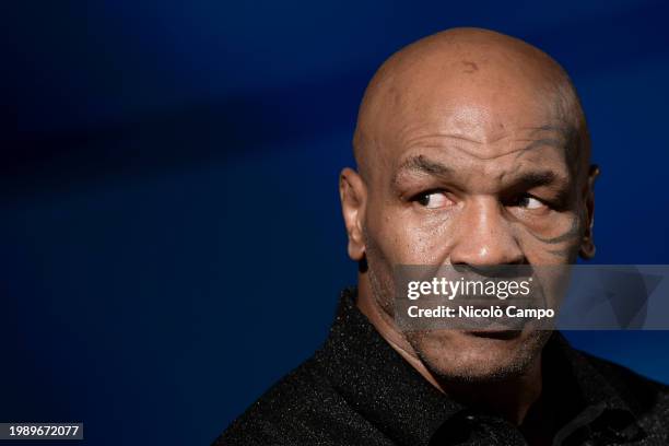 Mike Tyson, American former professional boxer, looks on during a press conference for 'Bunny-Man' film. 'Bunny-Man' is a new film made 95% in...