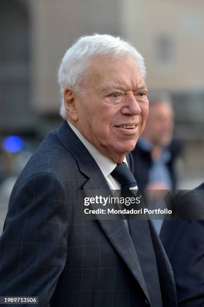 The former Italian tennis player Nicola Pietrangeli at the Quirinale at the Quirinale during the meeting with the Italian men's national tennis team...