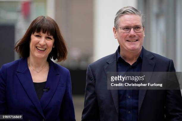 Rachel Reeves, Shadow Chancellor of the Exchequer and Sir Keir Starmer, Leader of the Labour Party during a visit to The Manufacturing Technology...