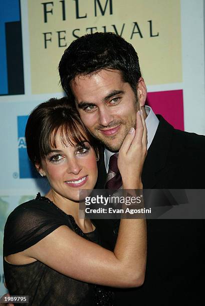 Actress Lindsay Sloane with fiance Dar Rollins attend the world premiere of 'The In-Laws' during the 2003 Tribeca Film Festival at the Tribeca...