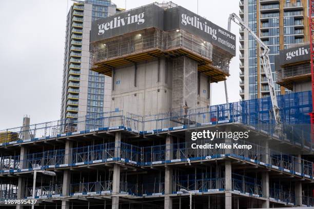 Redevelopment construction site at Elephant and Castle continues to take shape as the concrete structures of what will be new apartments on 7th...