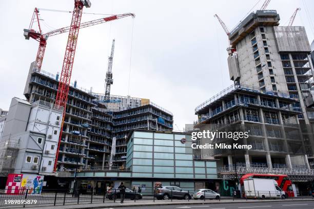 Redevelopment construction site at Elephant and Castle continues to take shape as the concrete structures of what will be new apartments on 7th...