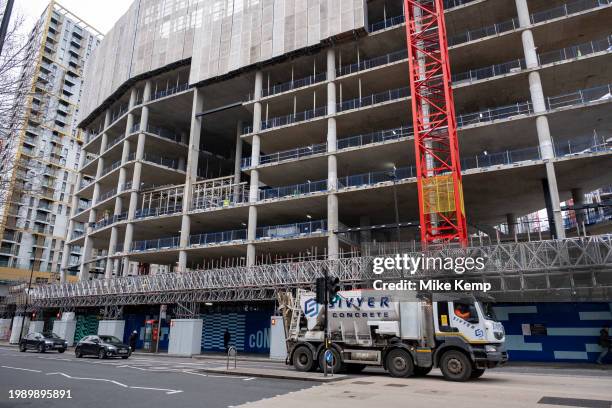 Redevelopment construction site at Elephant and Castle continues to take shape as the concrete structures of what will be new apartments on 7th...