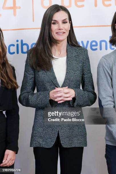 Queen Letizia of Spain inaugurates the International Internet Safety Day at the Casino de Madrid on February 06, 2024 in Madrid, Spain.