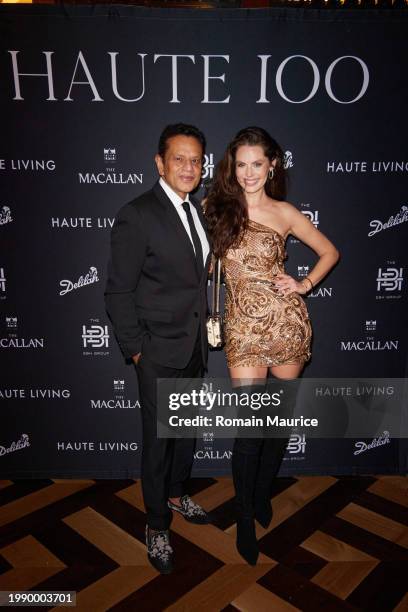 Naeem Khan, Madlena Kalinova attend Haute Living Celebrates the Haute 100 Miami with The Macallan and The The EBH Group at Delilah Miam February 05,...
