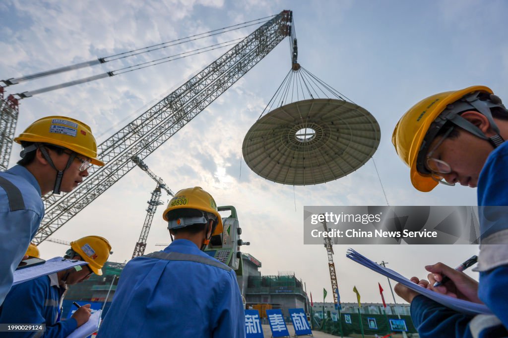 Outer Dome Of World's First Commercial Small Nuclear Reactor Successfully Installed In Hainan