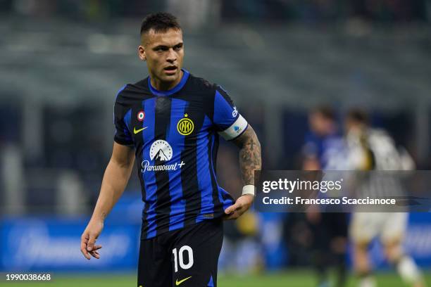 Lautaro Martinez of FC Internazionale looks on during the Serie A TIM match between FC Internazionale and Juventus - Serie A TIM at Stadio Giuseppe...