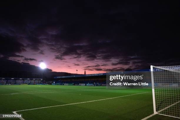 The Kingsmeadow Stadium is pictured ahead of the Barclays Women´s Super League match between Chelsea FC and Everton FC at Kingsmeadow on February 04,...