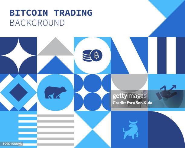 bitcoin trading concept bauhaus style background design with simple solid icons. this design is suitable for use on websites, in presentations, reports, magazines, and brochures. - copper texture stock illustrations