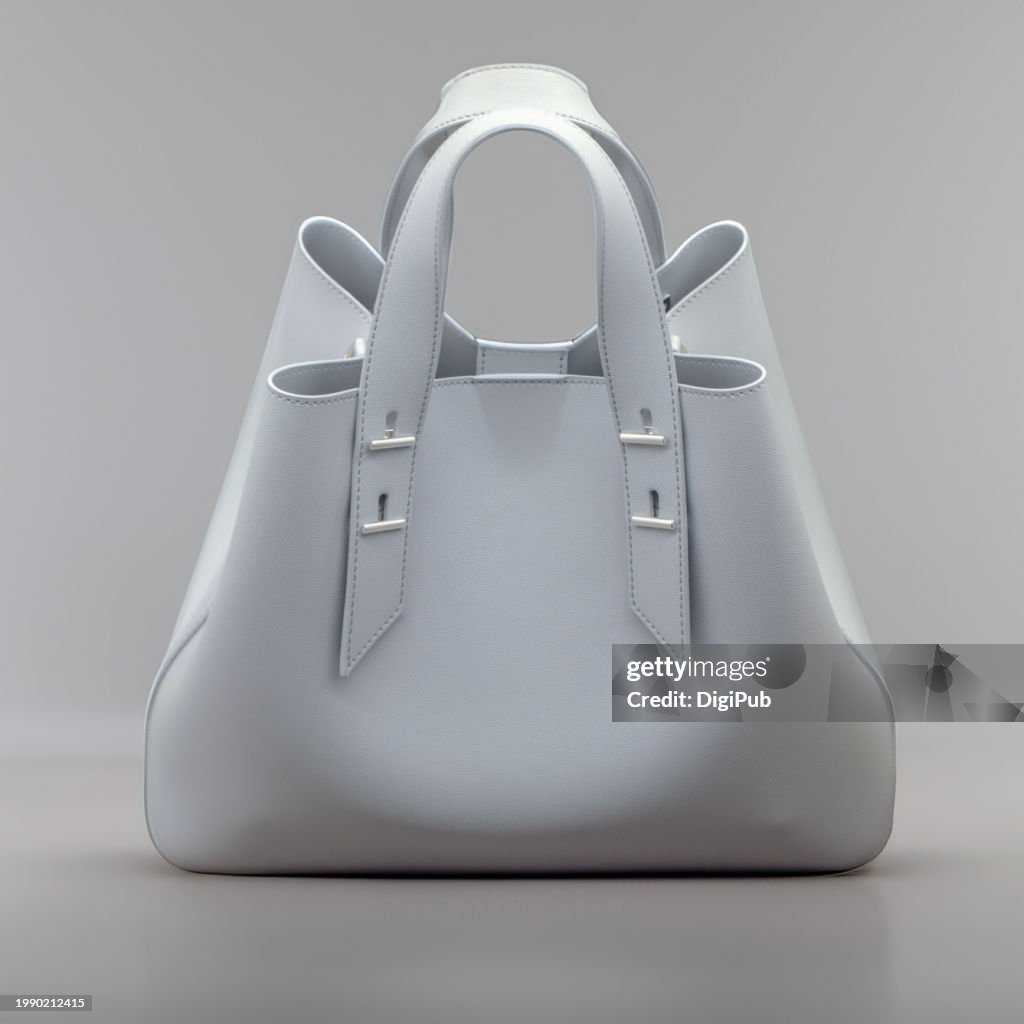Elegant Light Gray Designer Leather Handbag