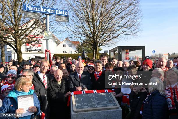 Former Manchester United player Mike Phelan and Ifty Peter Ahmed lay wreaths as they commemorate the 66th Anniversary of the Munich Air Disaster, on...