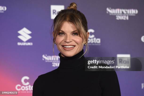 Italian singer Alessandra Amoroso in the Press Room of the 74th Sanremo Festival. Sanremo , February 6th, 2024