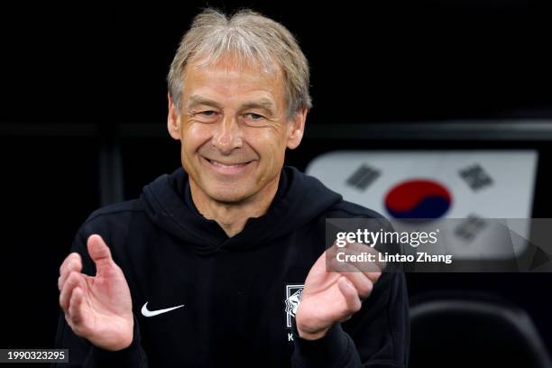 Jürgen Klinsmann, Manager of South Korea during the AFC Asian Cup semi final match between Jordan and South Korea at Ahmad Bin Ali Stadium on...