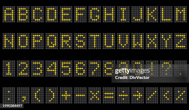 ilustrações de stock, clip art, desenhos animados e ícones de led digital letters vector set - luz led