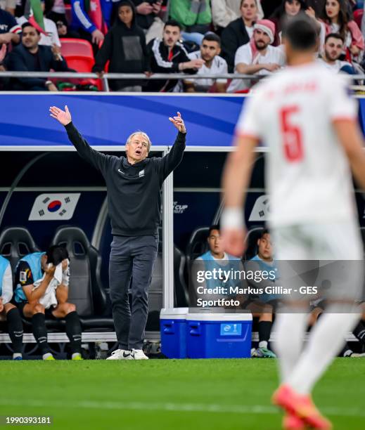 Head coach Juergen Klinsmann of South Korea reacts during the AFC Asian Cup semi final match between Jordan and South Korea at Ahmad Bin Ali Stadium...