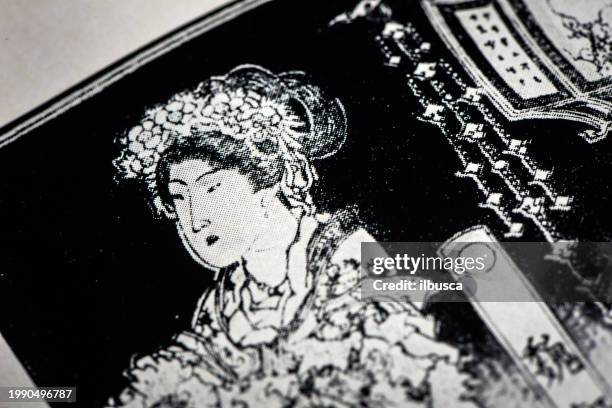 antique japanese illustration: women by hokusai - katsushika hokusai stock illustrations