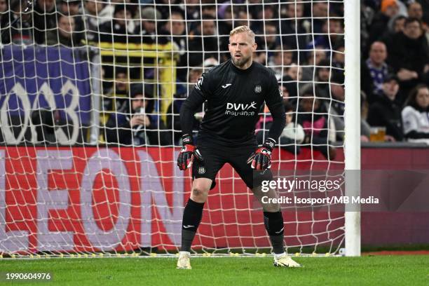 Kasper Schmeichel of Anderlecht pictured during a football game between RSC Anderlecht and KAA Gent on match day 24 of the Jupiler Pro League season...