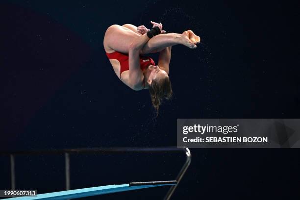 South Africa's Julia Vincent competes in the final of the women's 3m springboard diving event during the 2024 World Aquatics Championships at Hamad...