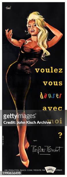 Movie poster advertises 'Voulez-vous danser avec moi?' , 1959. The film starred Brigitte Bardot.