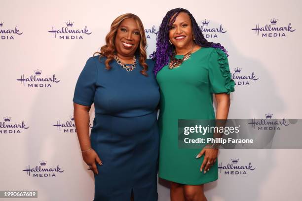 Toni Judkins, SVP, Development, Hallmark Media and Tia A. Smith attend the Hallmark Media session of the 2024 TCA Winter Press Tour at The Langham...