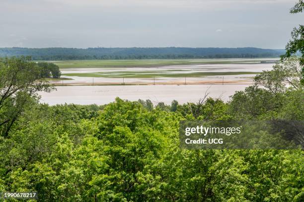 Leavenworth, Kansas. Missouri river flooding its banks near Leavenworth.