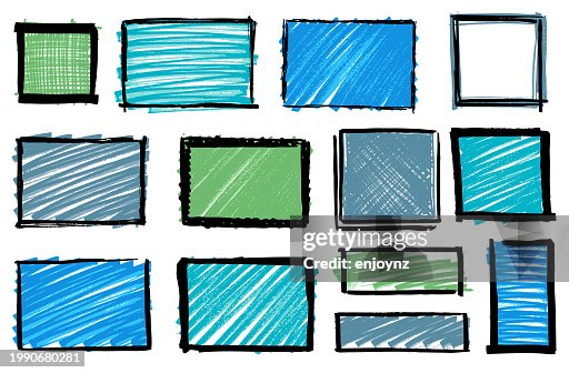 Pen marker rectangle and square scribble shapes Pen marker rectangle and square scribble shapes