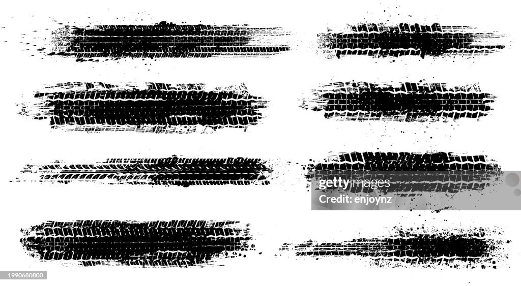 Dirty tire tracks stock illustration