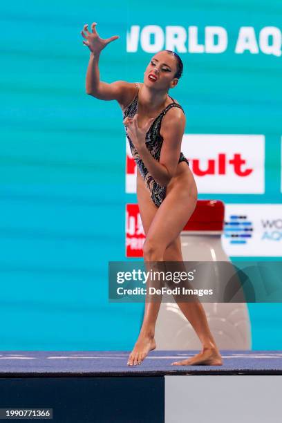 Vasiliki Alexandri of Austria competes in the Artistic Swimming - Woman Solo Free Final on day five of the Doha 2024 World Aquatics Championships at...