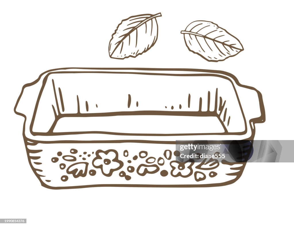 Hand Drawn Vintage Casserole On A Transparent Background