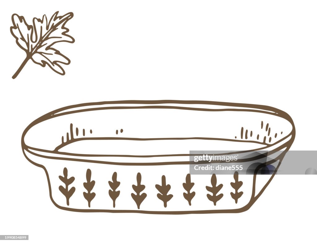 Hand Drawn Vintage Casserole On A Transparent Background