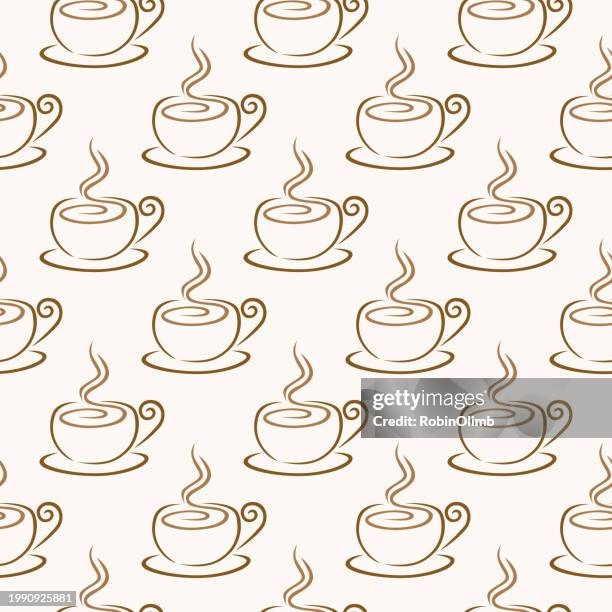 swirt cups of coffee seamless pattern - sample cup stock illustrations
