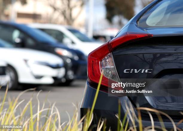 Honda Civic car is displayed on the sales lot at Honda Marin on February 06, 2024 in San Rafael, California. Honda announced the recall of 750,000...