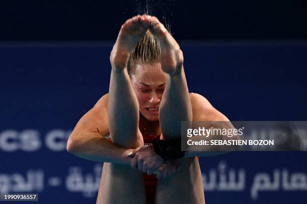 South Africa's Julia Vincent competes in the final of the women's 3m springboard diving event during the 2024 World Aquatics Championships at Hamad...