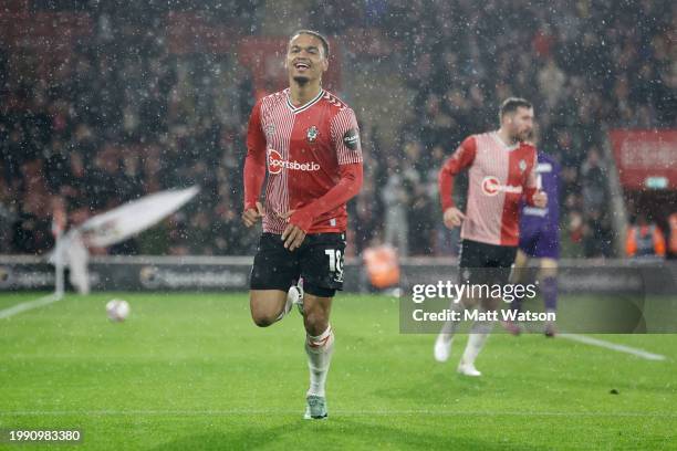 Sekou Mara of Southampton celebrates during the Emirates FA Cup Fourth Round Replay match between Southampton and Watford at St Mary's Stadium on...