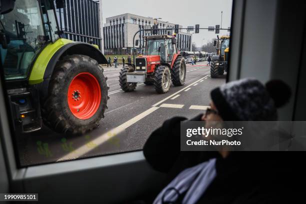 Farmers drive tractors into the city center during a nationwide protest against EU climate policies and cheap Ukrainian agricultural products...