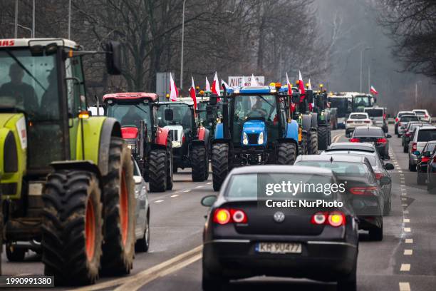 Farmers drive tractors into the city center during a nationwide protest against EU climate policies and cheap Ukrainian agricultural products...