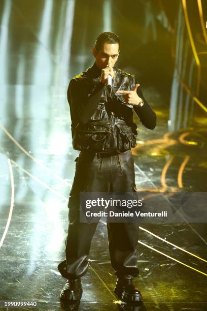 Mahmood attends the 74th Sanremo Music Festival 2024 at Teatro Ariston on February 06, 2024 in Sanremo, Italy.
