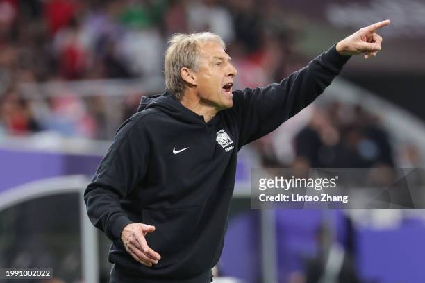Head coach Juergen Klinsmann of South Korea reacts during the AFC Asian Cup semi final match between Jordan and South Korea at Ahmad Bin Ali Stadium...