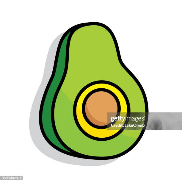 stockillustraties, clipart, cartoons en iconen met avocado doodle 6 - lijnenspel