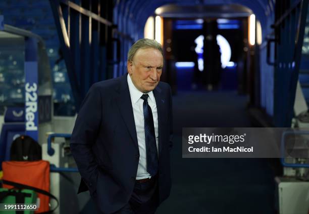 New Aberdeen manager Neil Warnock is seen prior to the Cinch Scottish Premiership match between Rangers FC and Aberdeen at Ibrox Stadium on February...