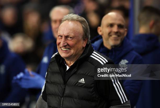 New Aberdeen manager Neil Warnock is seen during Cinch Scottish Premiership match between Rangers FC and Aberdeen at Ibrox Stadium on February 06,...
