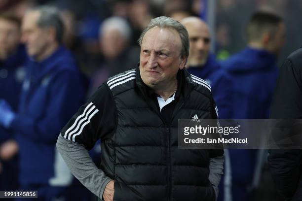 New Aberdeen manager Neil Warnock is seen during Cinch Scottish Premiership match between Rangers FC and Aberdeen at Ibrox Stadium on February 06,...